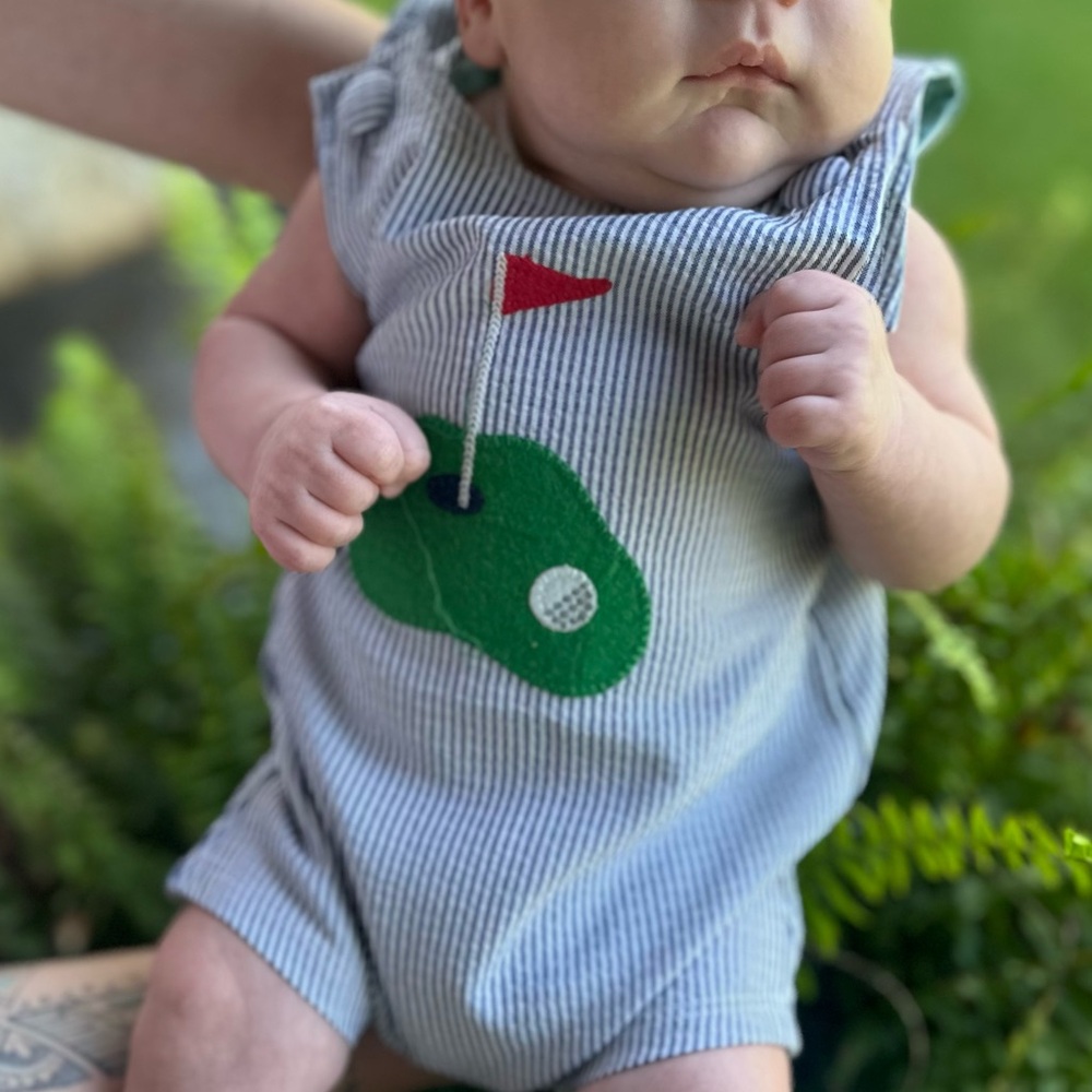 Mud Pie Baby Romper with Golf Design